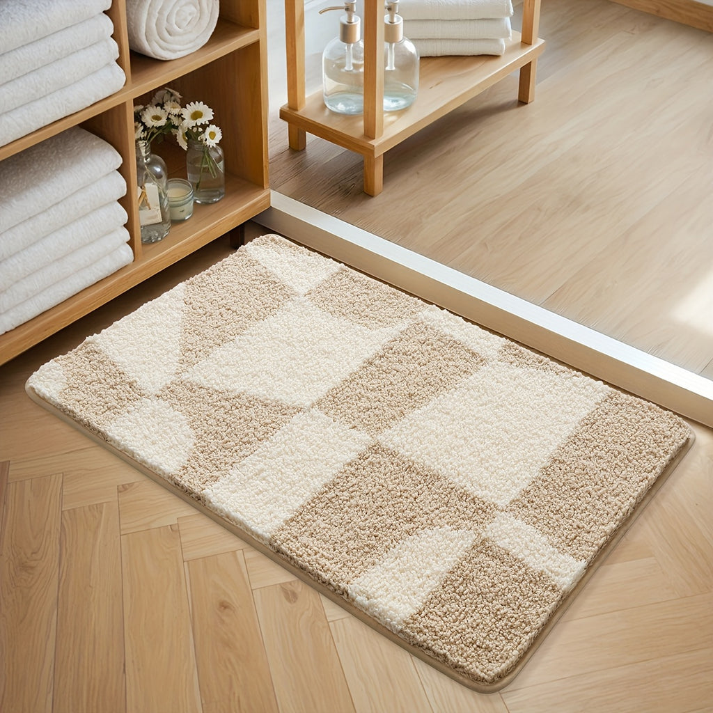 Tapis de salle de bain à damier tufté