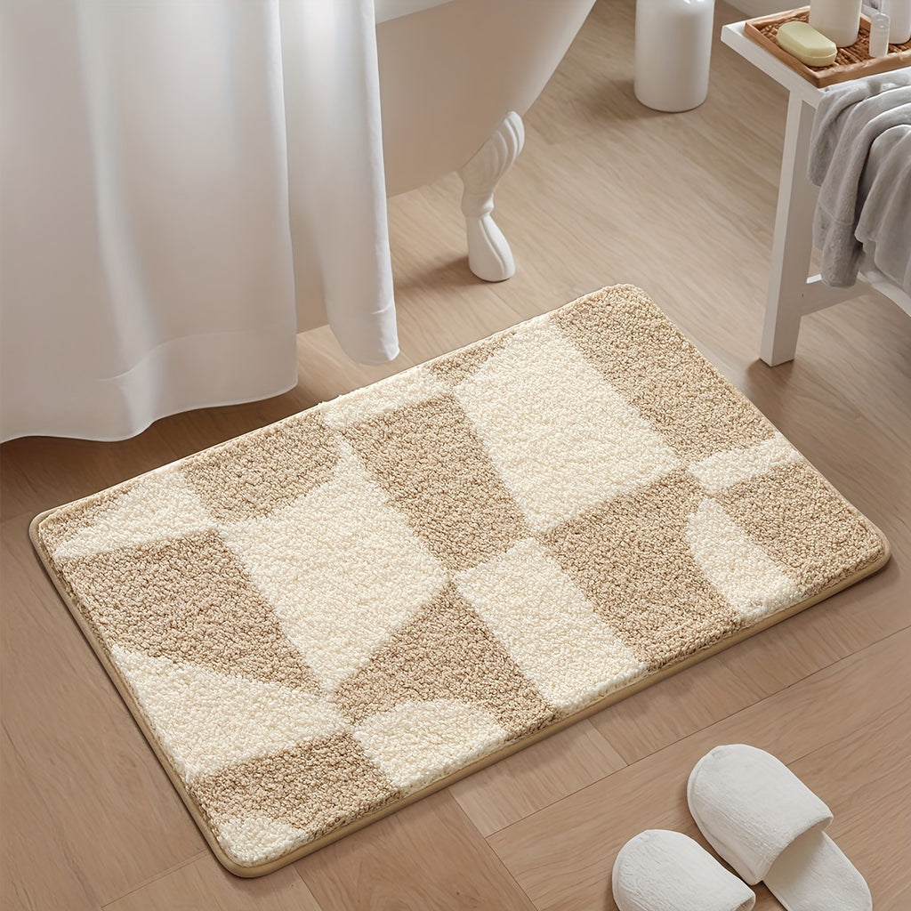 Tapis de salle de bain à damier tufté