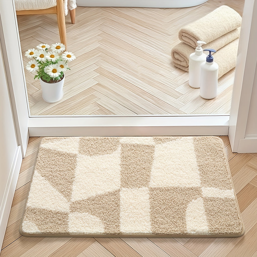 Tapis de salle de bain à damier tufté