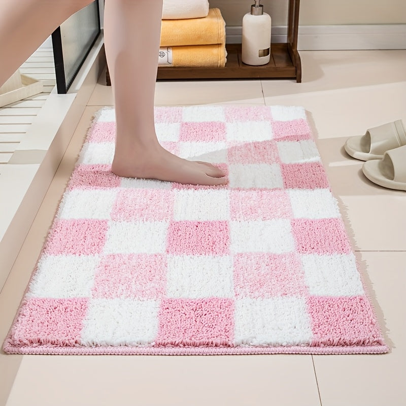Tapis de salle de bain à damier