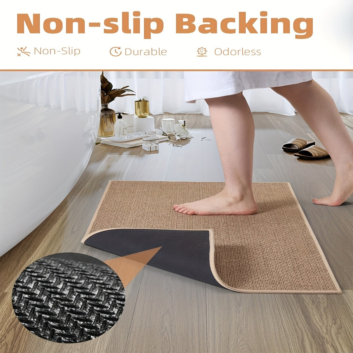 Tapis de salle de bain damier tressé, 2250 g/m²