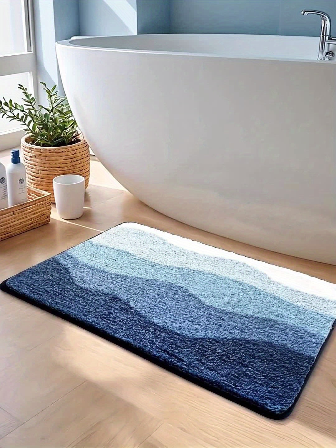Tapis de salle de bain dégradé en vagues