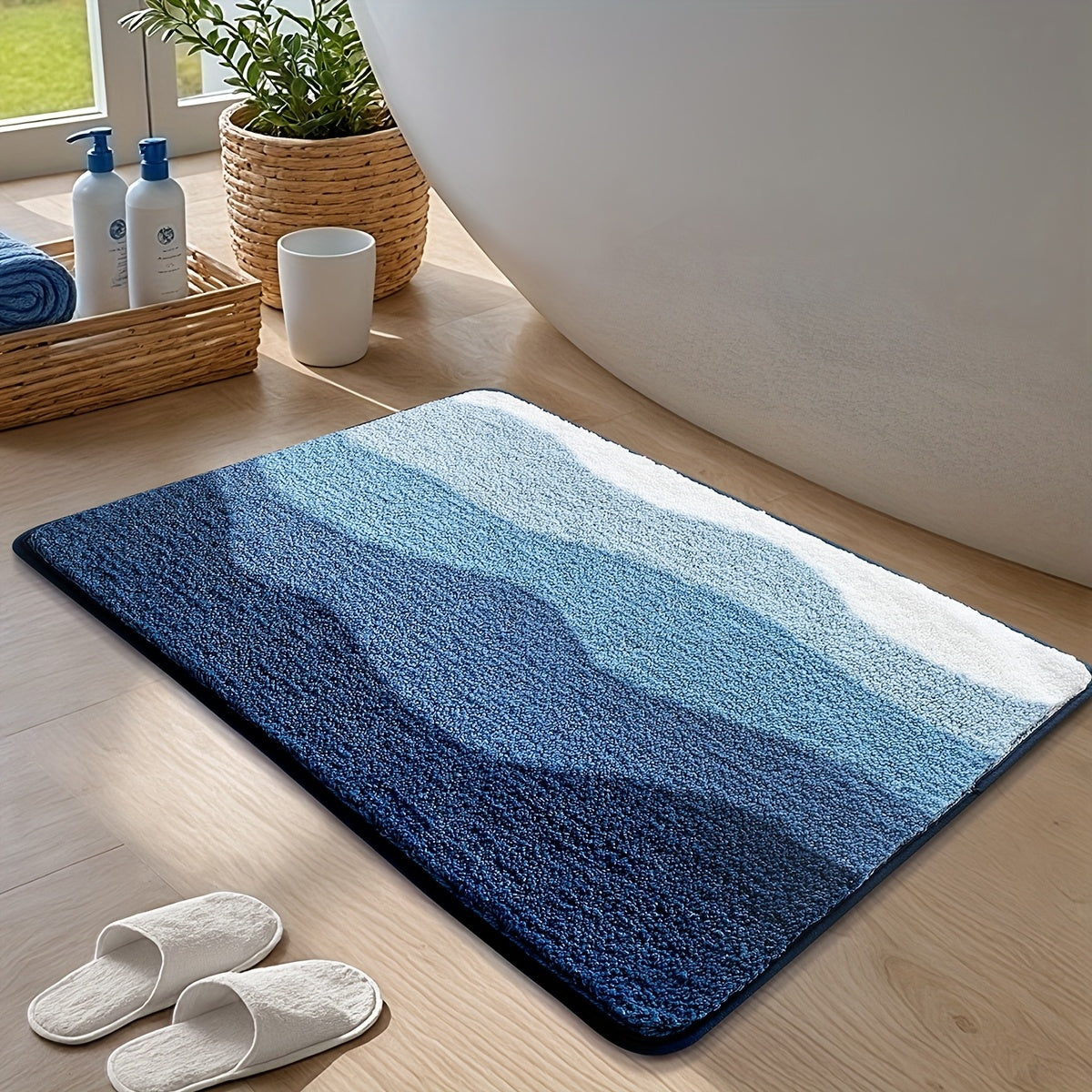 Tapis de salle de bain dégradé en vagues