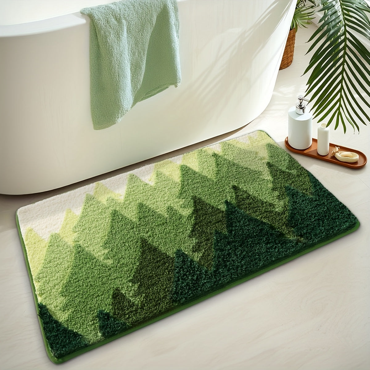 Tapis de salle de bain sapins, mèches tuftées