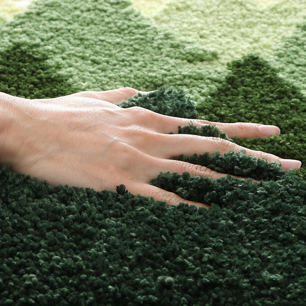 Tapis de salle de bain sapins, mèches tuftées
