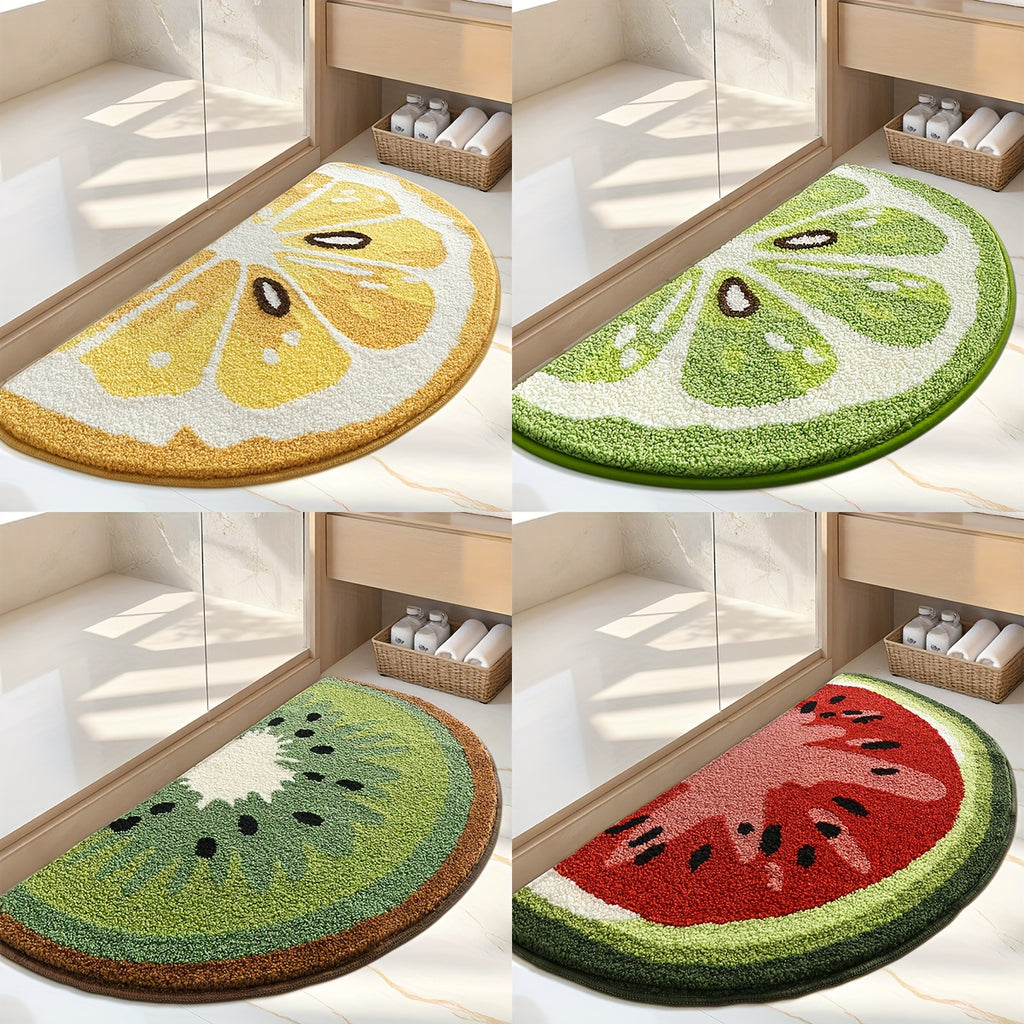 Tapis de salle de bain demi-lune citron, kiwi ou pastèque