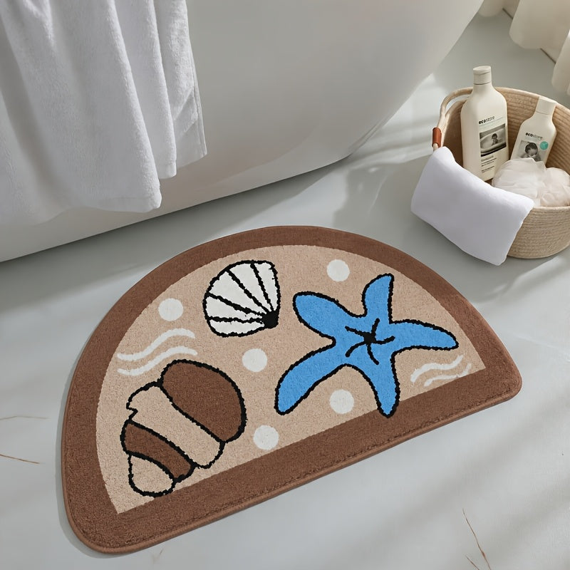 Tapis de salle de bain marin dessiné, demi-lune 3 tailles
