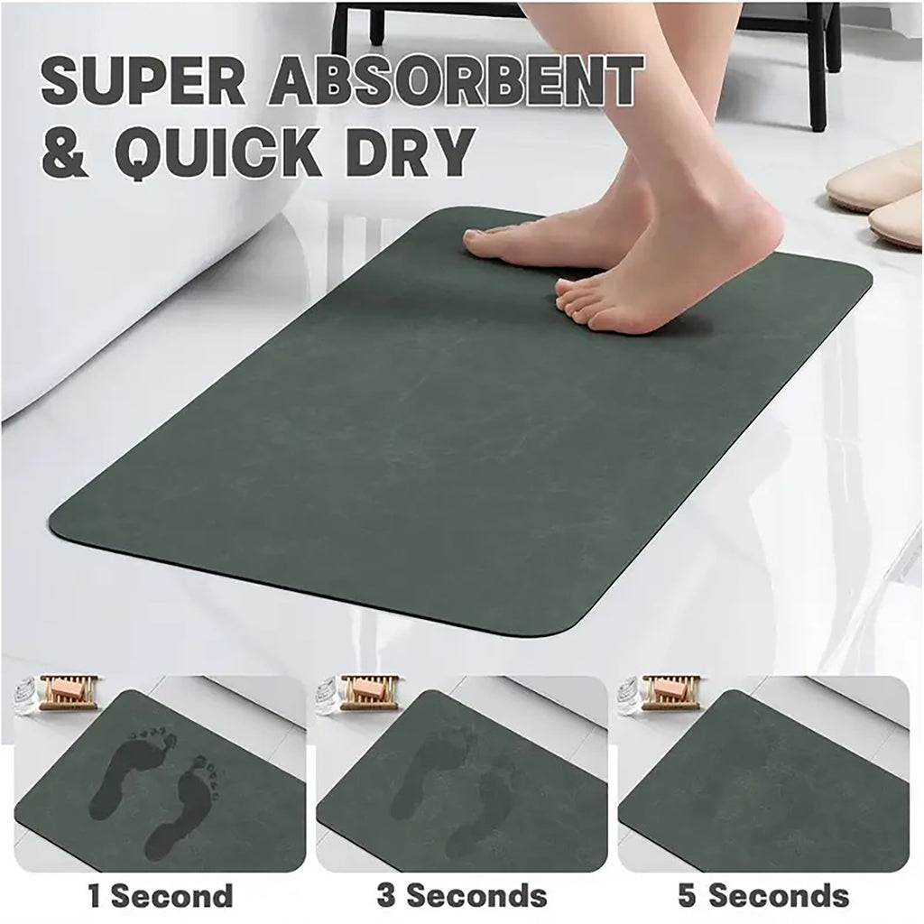 Tapis de salle de bain demi-lune fleur, diatomite souple