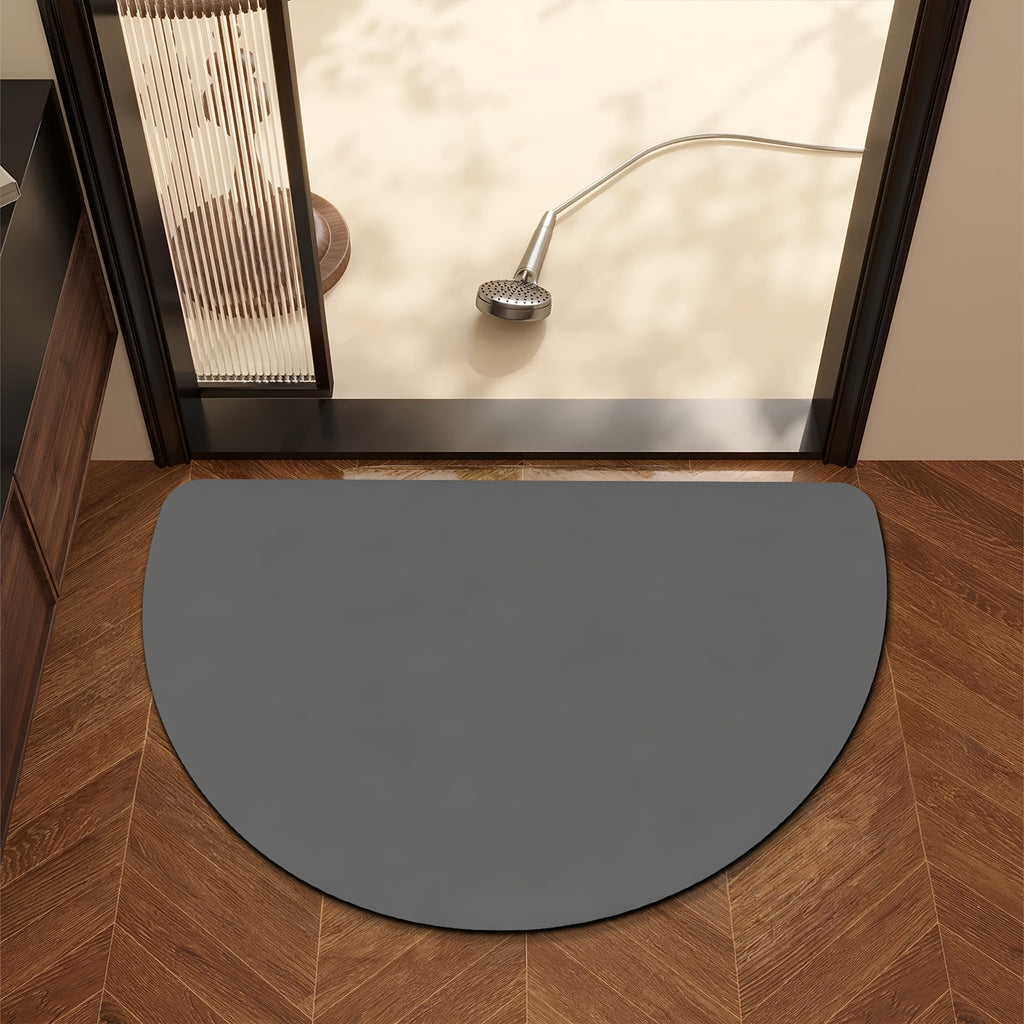 Tapis de salle de bain demi-lune, polyester tissé