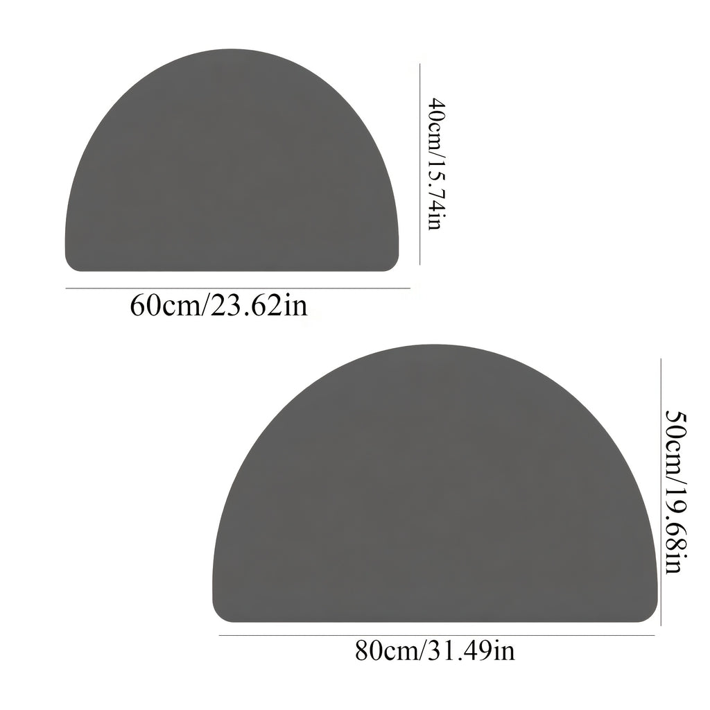 Tapis de salle de bain demi-lune, polyester tissé