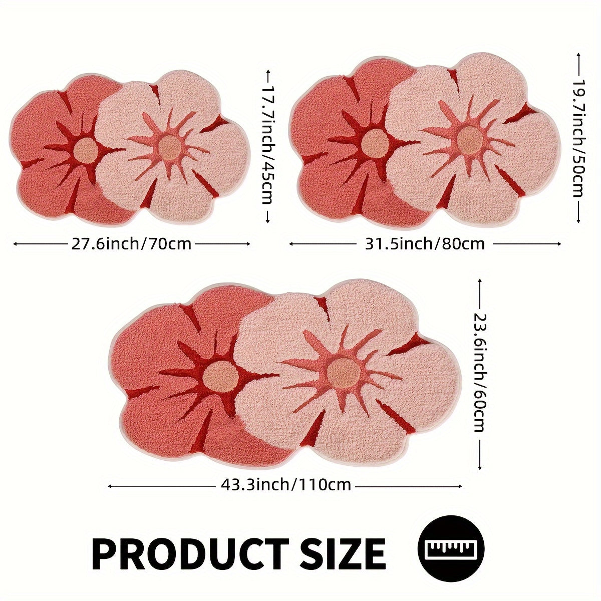 Tapis de salle de bain deux fleurs, tufté et moelleux