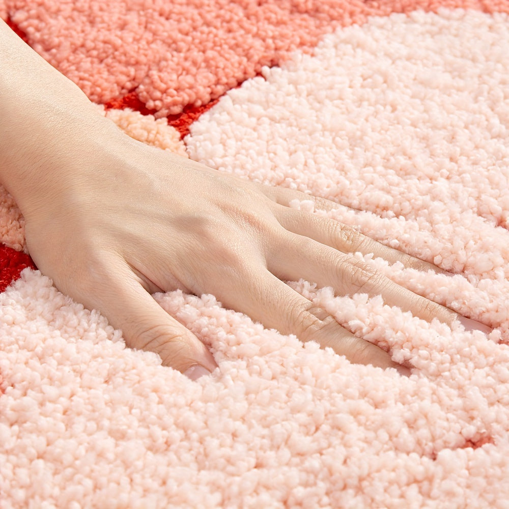 Tapis de salle de bain deux fleurs, tufté et moelleux