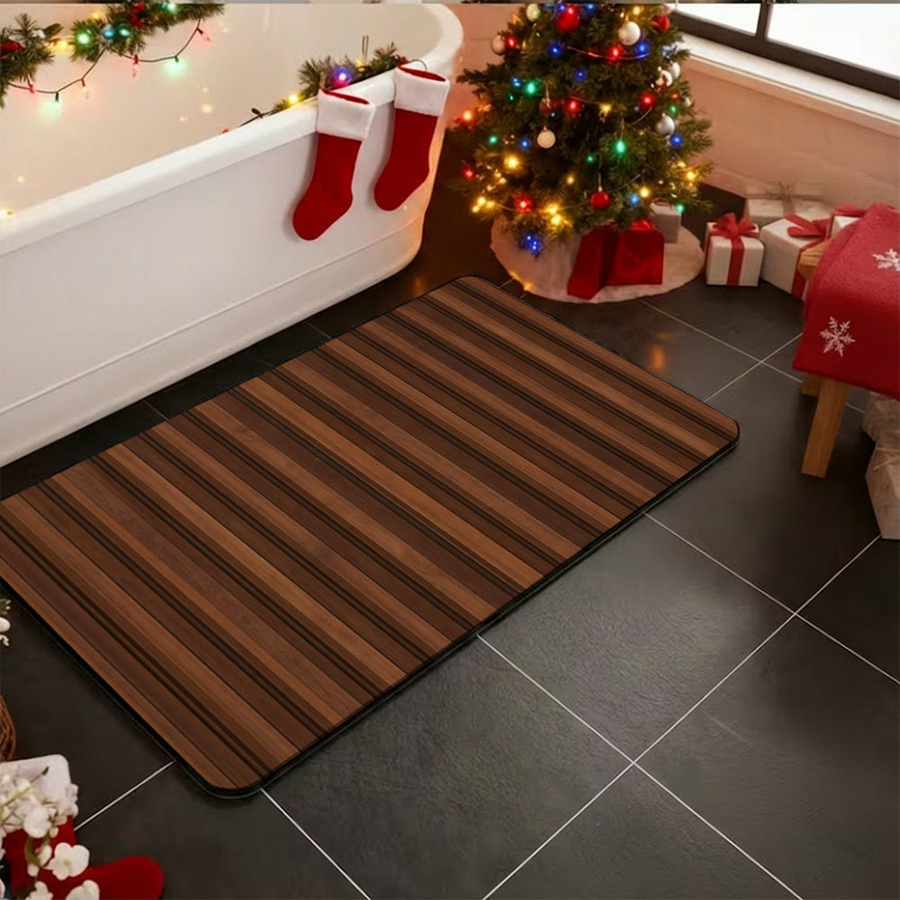 Tapis de salle de bain en diatomite, motif lattes de bois