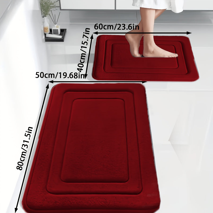 Tapis de salle de bain duo de 2 pièces gaufrées, 6 teintes