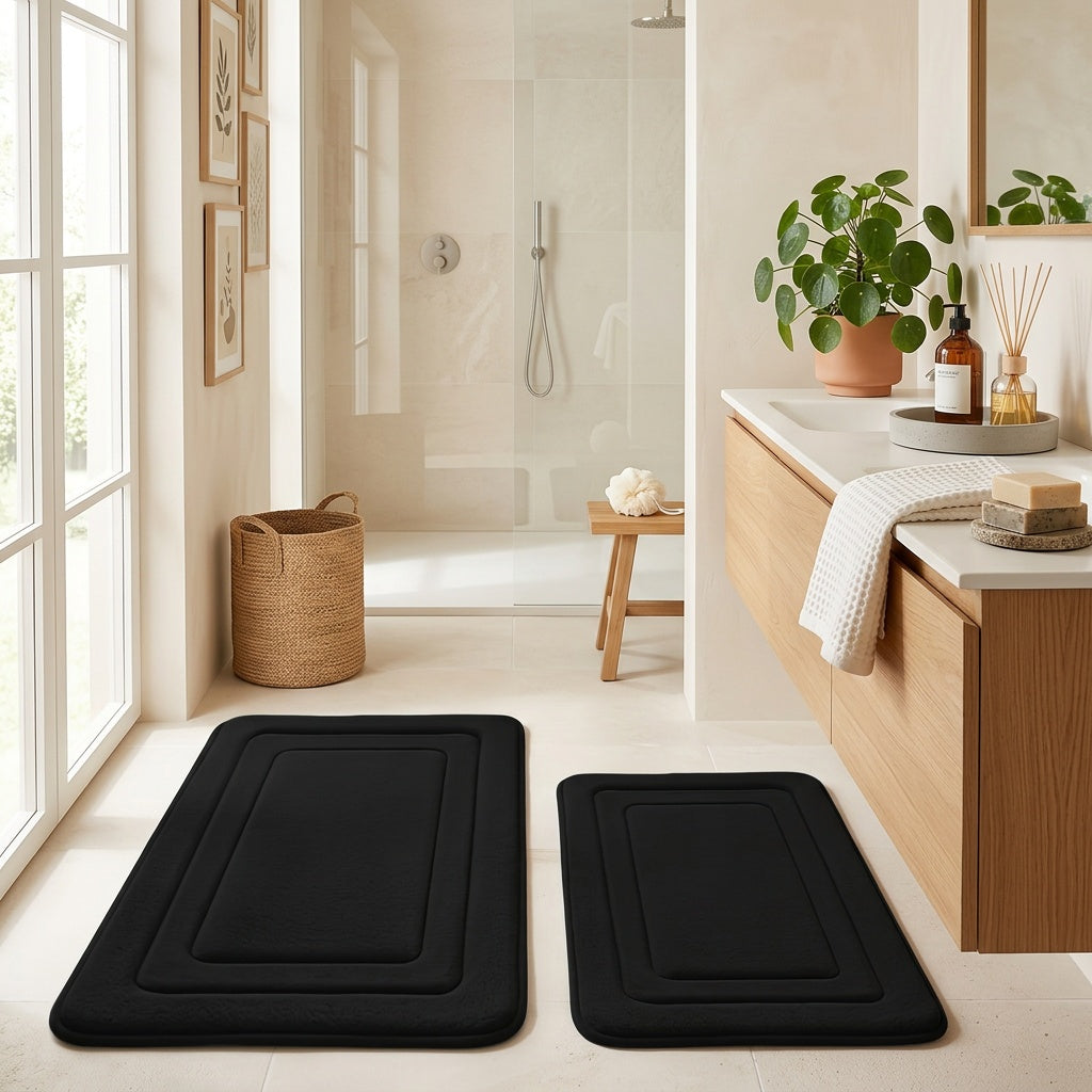 Tapis de salle de bain duo de 2 pièces gaufrées, 6 teintes