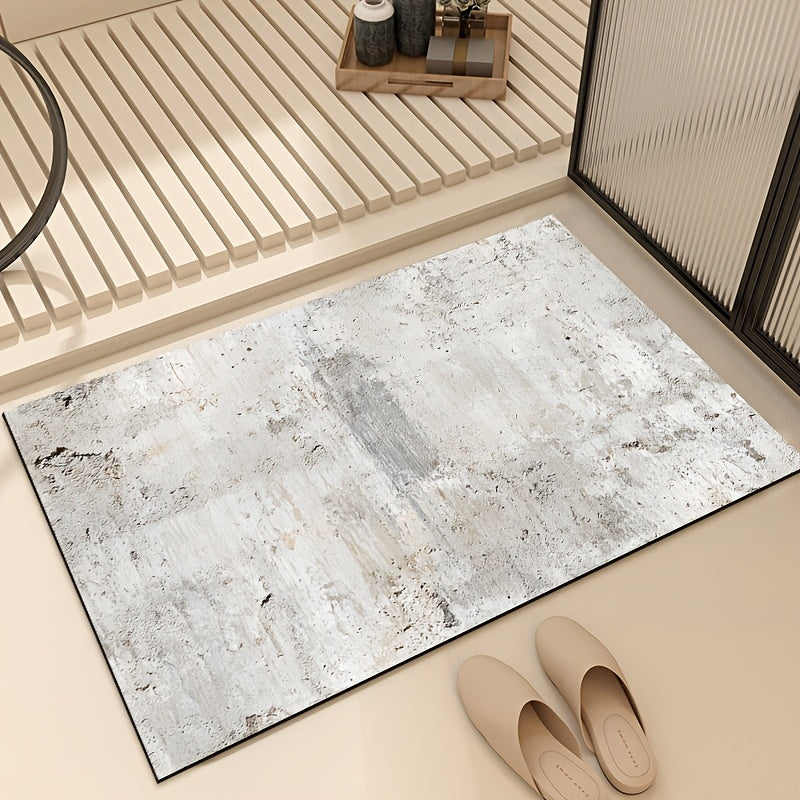Tapis de salle de bain effet béton brut, coulures et éclats