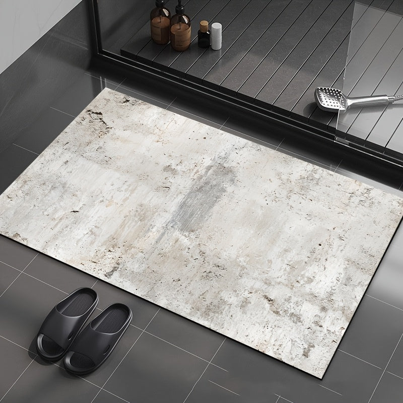 Tapis de salle de bain effet béton brut, coulures et éclats