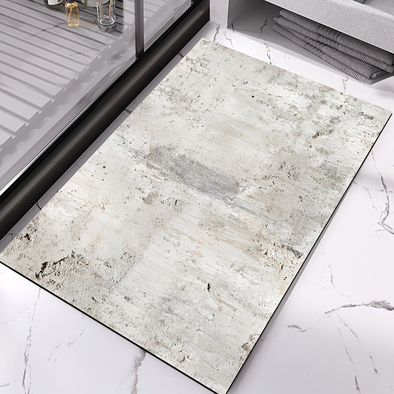 Tapis de salle de bain effet béton brut, coulures et éclats