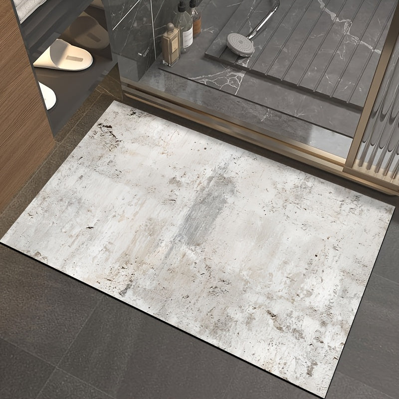 Tapis de salle de bain effet béton brut, coulures et éclats