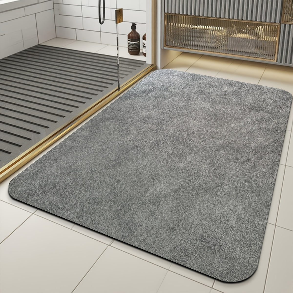 Tapis de salle de bain effet cuir, format couloir