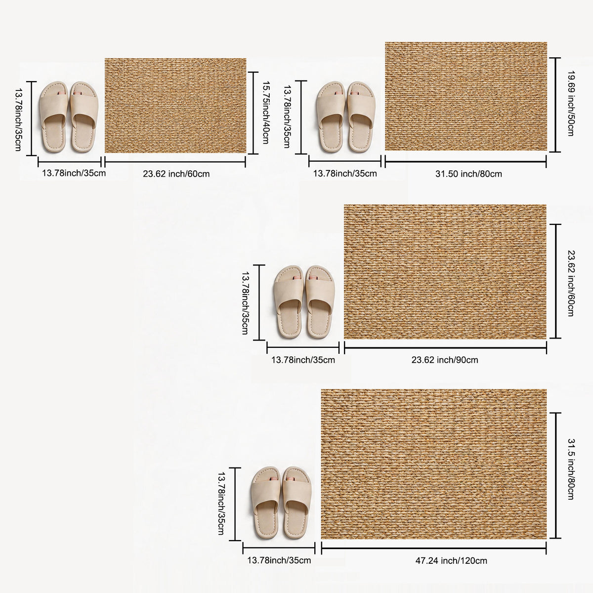 Tapis de salle de bain effet jute tissé imprimé