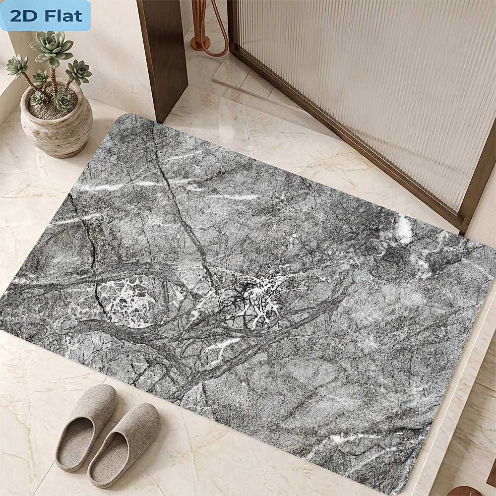 Tapis de salle de bain effet marbre, dessous à pois
