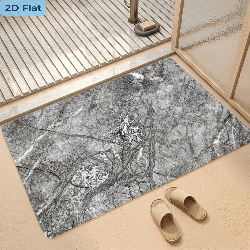 Tapis de salle de bain effet marbre, dessous à pois