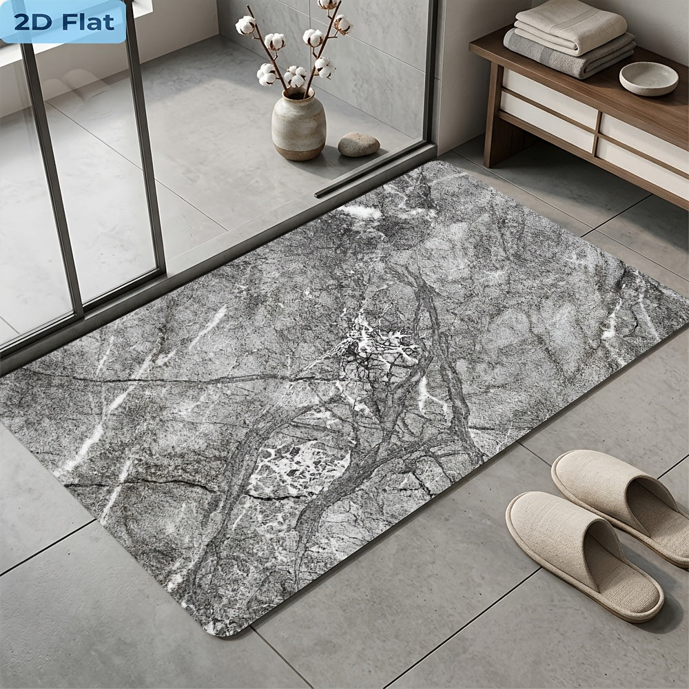 Tapis de salle de bain effet marbre, dessous à pois