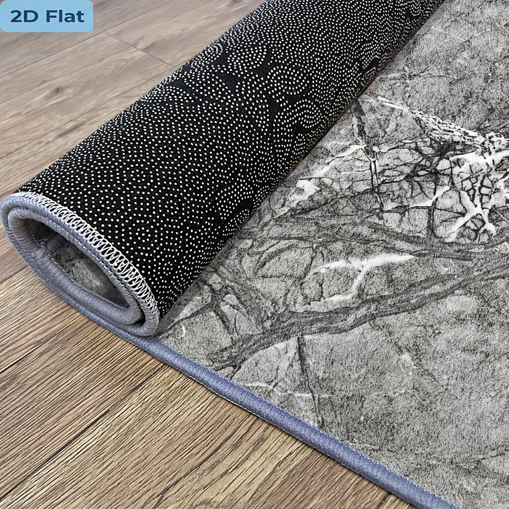 Tapis de salle de bain effet marbre, dessous à pois