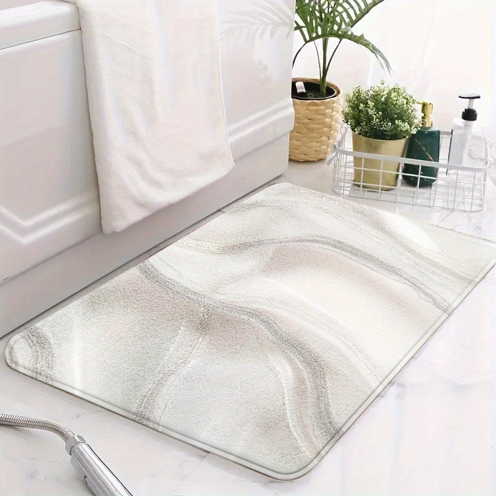 Tapis de salle de bain effet marbre veiné d'