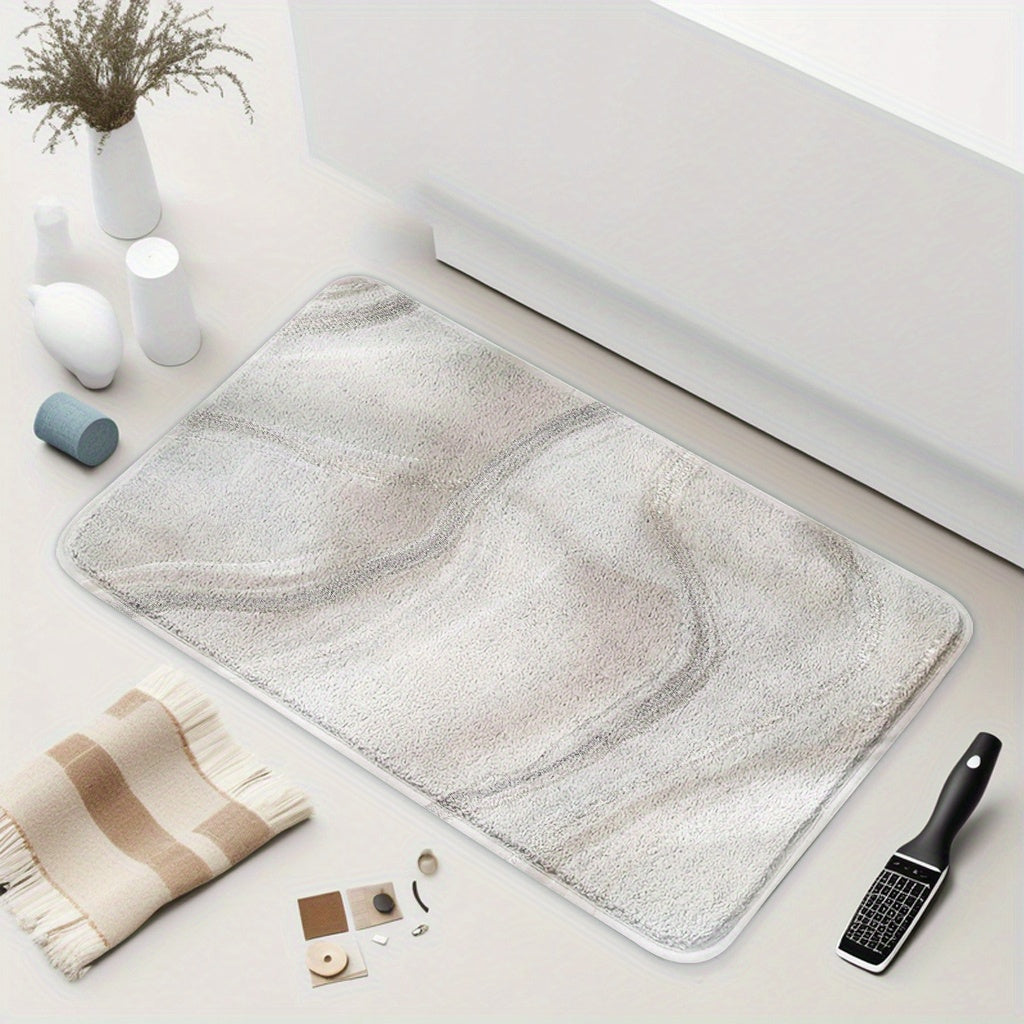Tapis de salle de bain effet marbre veiné d'