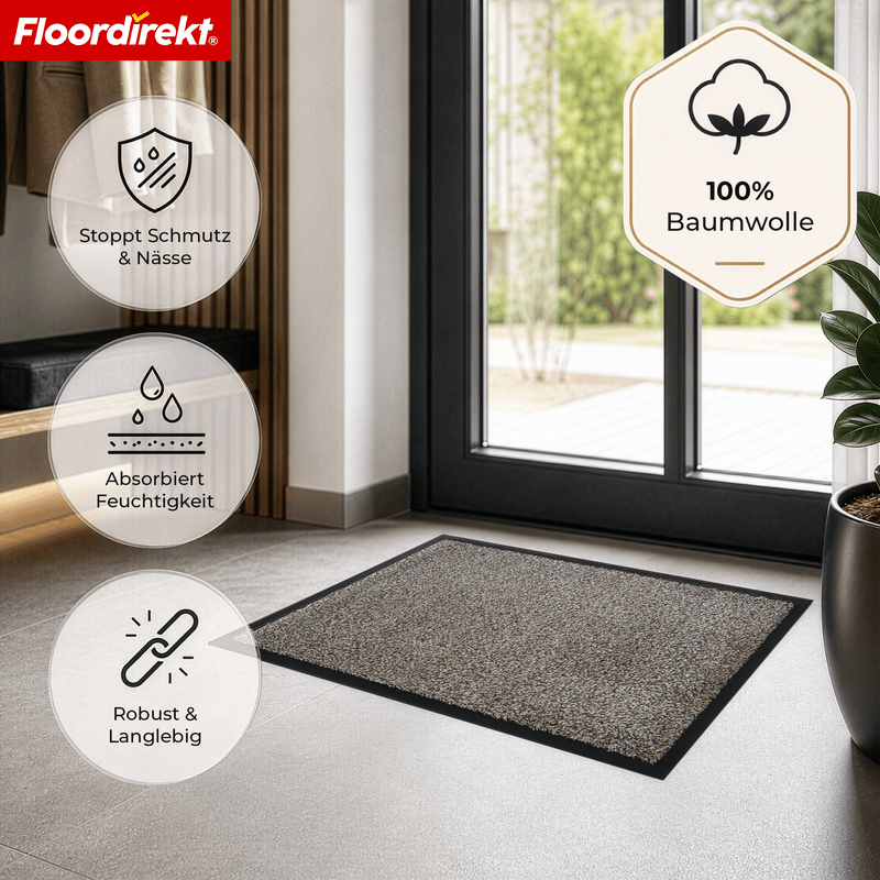Tapis de salle de bain et d'entrée en coton, dos TPE antidérapant