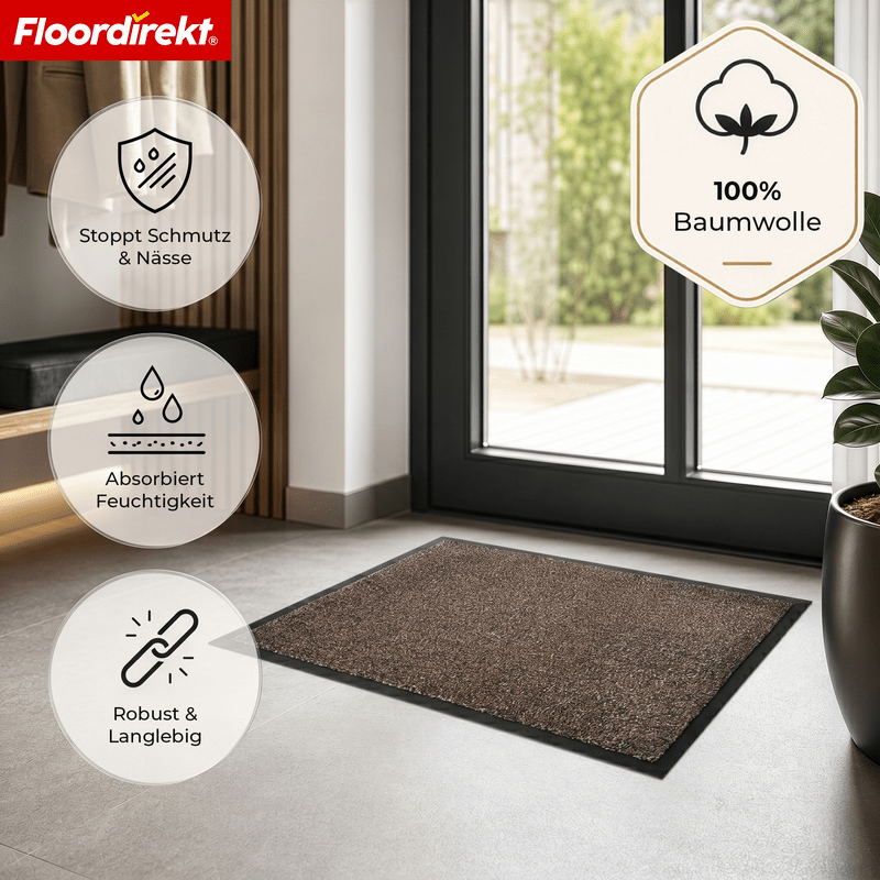 Tapis de salle de bain et d'entrée en coton, dos TPE antidérapant