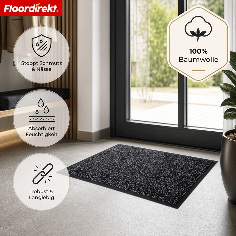 Tapis de salle de bain et d'entrée en coton, dos TPE antidérapant