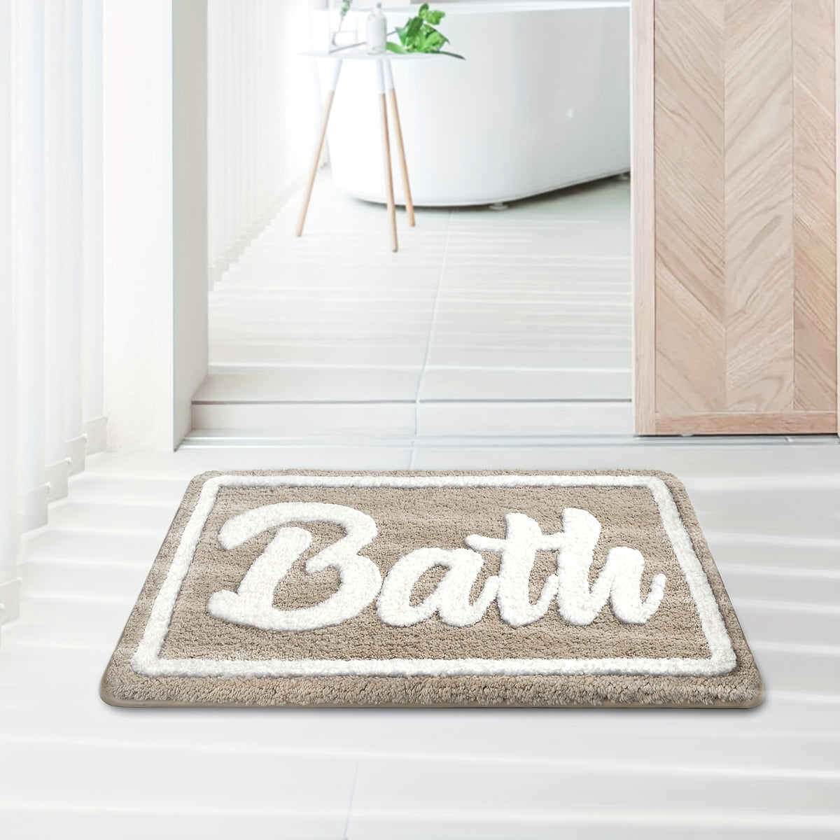 Tapis de salle de bain épais à lettrage Bath tufté en relief