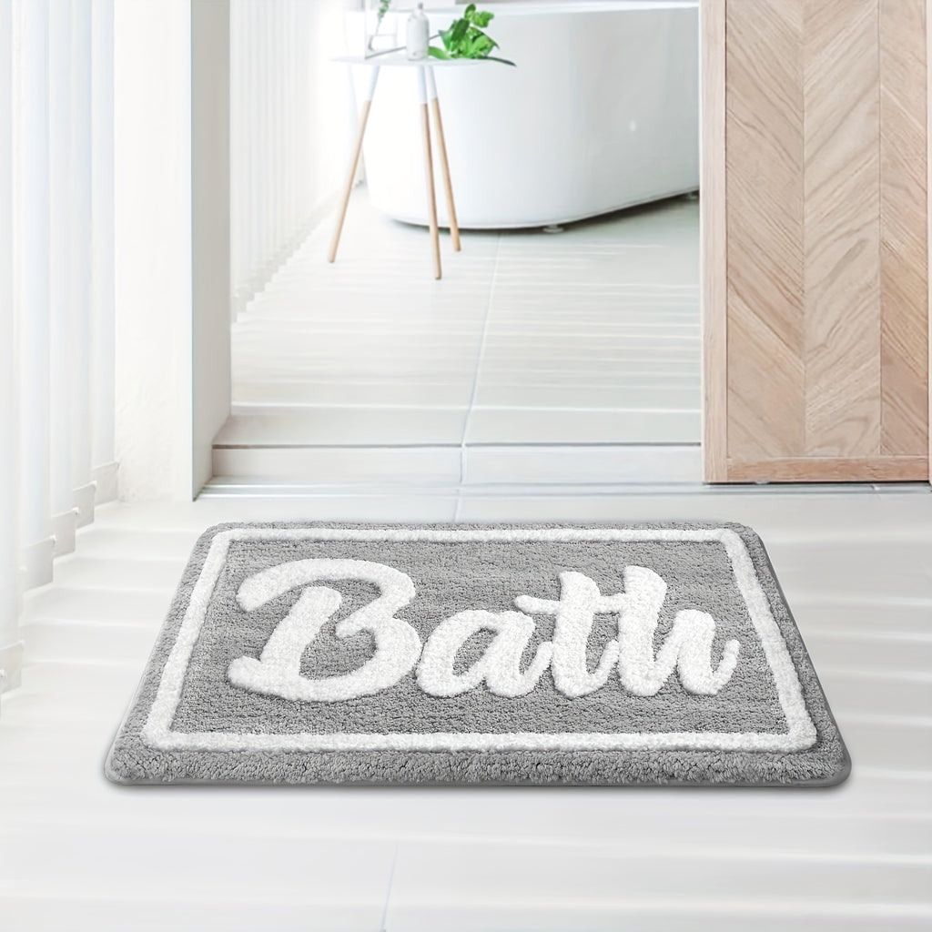 Tapis de salle de bain épais à lettrage Bath tufté en relief