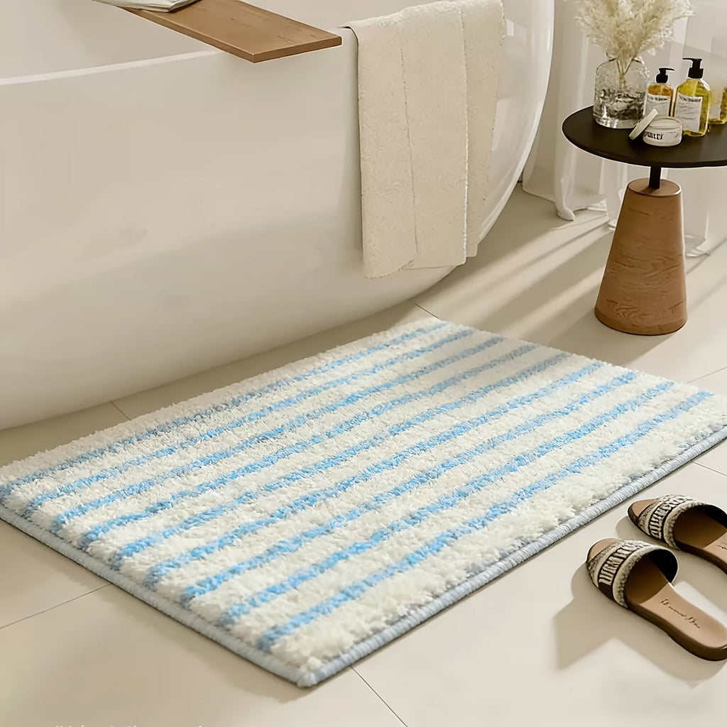 Tapis de salle de bain épais, fines rayures