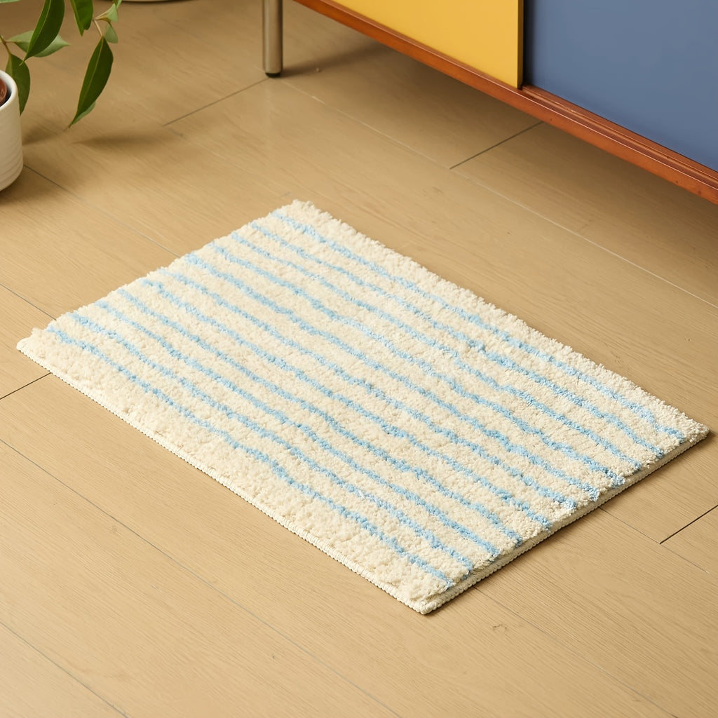 Tapis de salle de bain épais, fines rayures