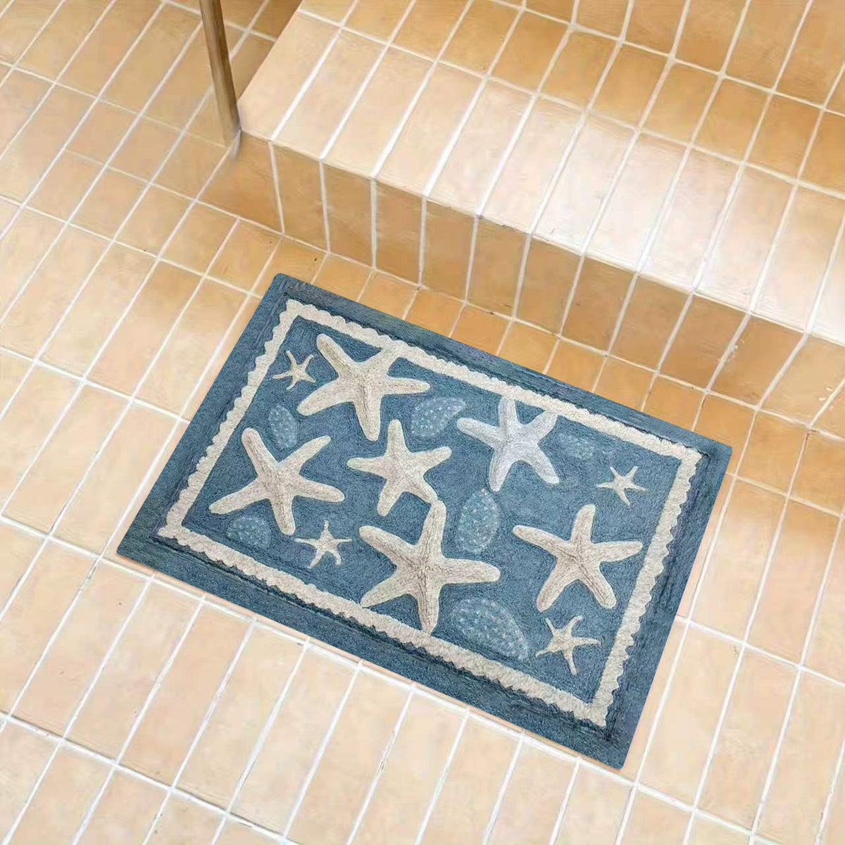 Tapis de salle de bain étoiles de mer en relief, 3 tailles