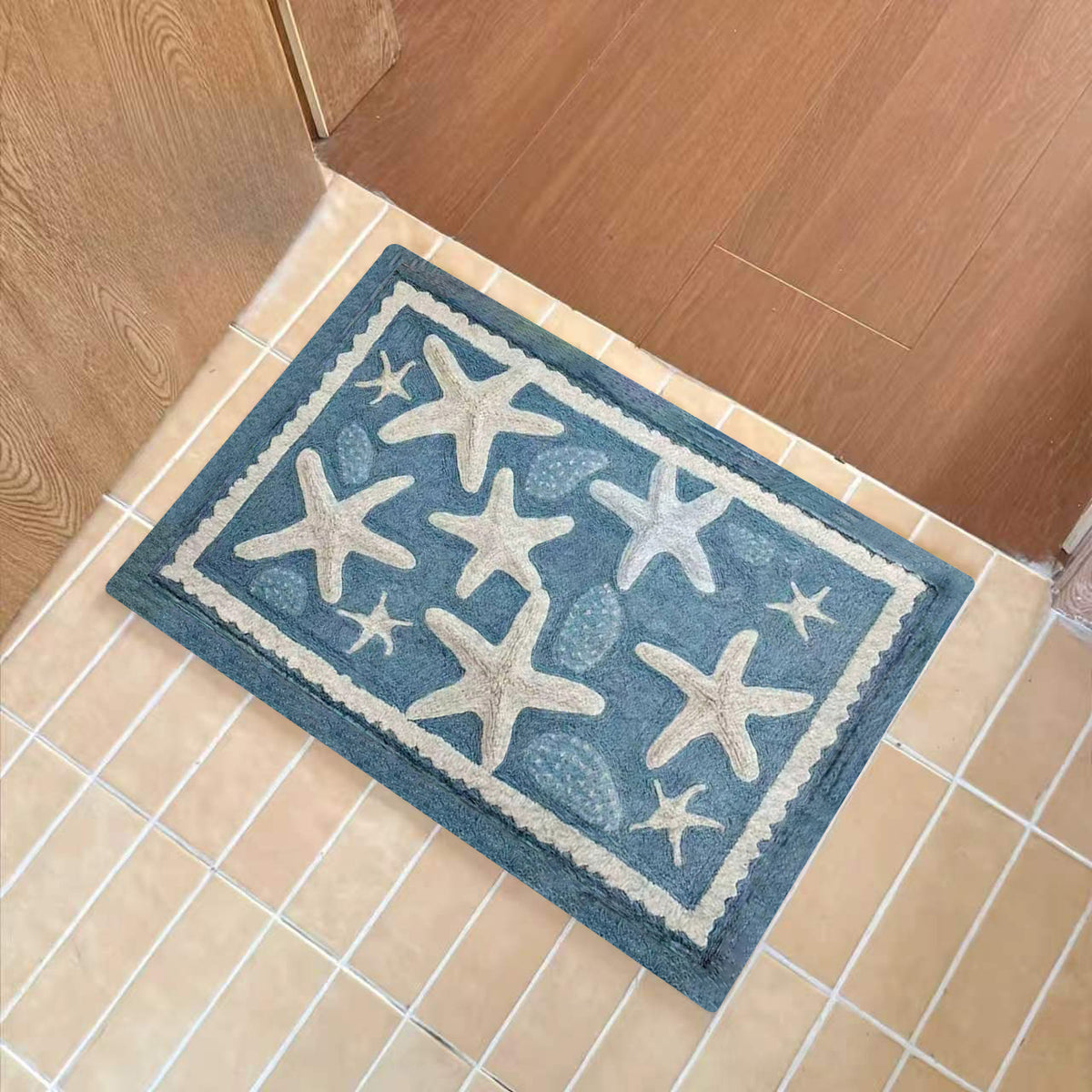 Tapis de salle de bain étoiles de mer en relief, 3 tailles