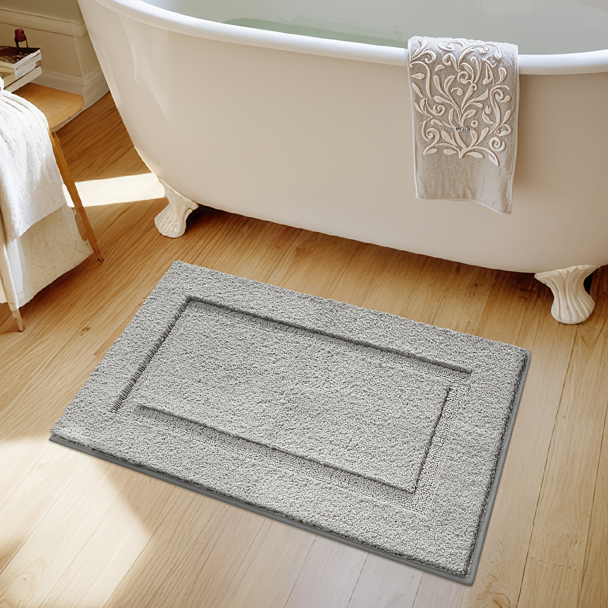 Tapis de salle de bain extra épais à bordure hôtelière en relief
