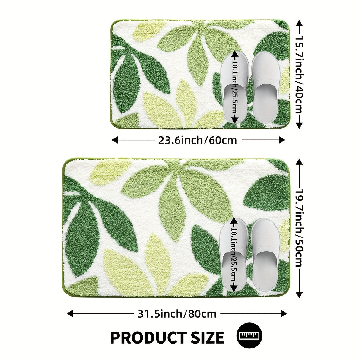 Tapis de salle de bain feuillage tufté, trois