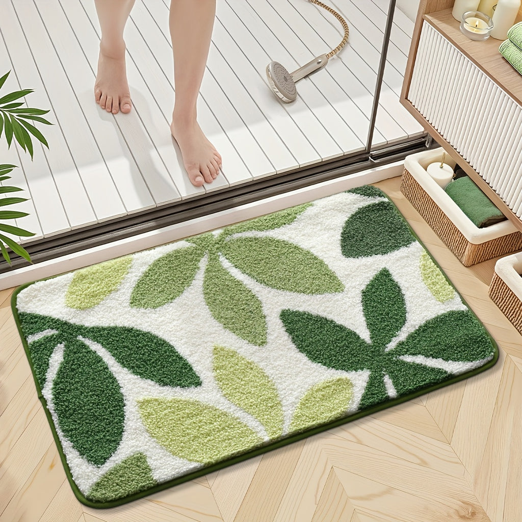Tapis de salle de bain feuillage tufté, trois