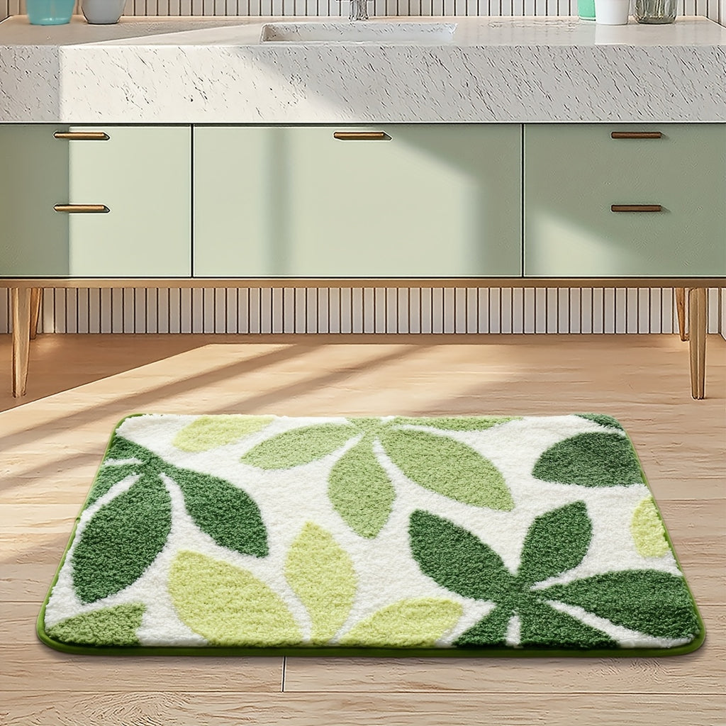 Tapis de salle de bain feuillage tufté, trois