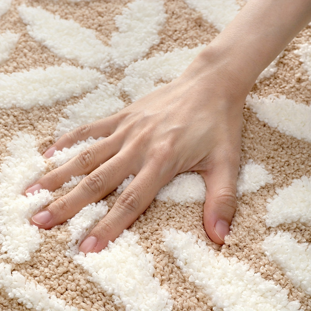 Tapis de salle de bain à feuilles tuftées