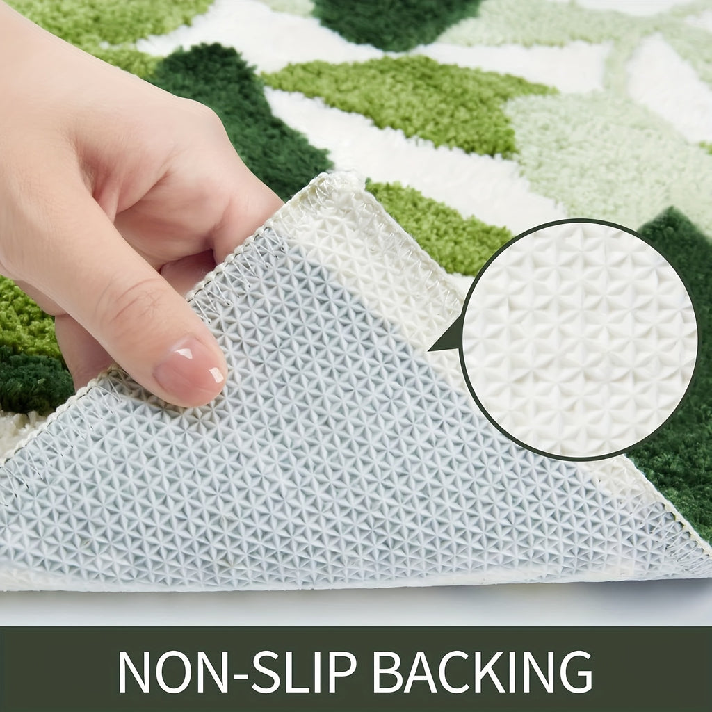 Tapis de salle de bain à feuilles, fond tufté