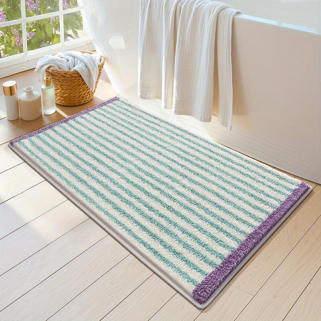 Tapis de salle de bain à fines rayures, trois formats