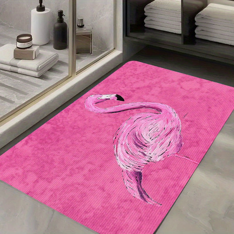 Tapis de salle de bain motif flamant, dos caoutchouc