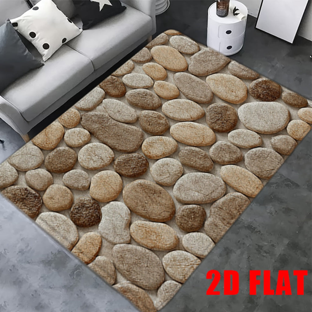 Tapis de salle de bain flanelle, galets imprimés