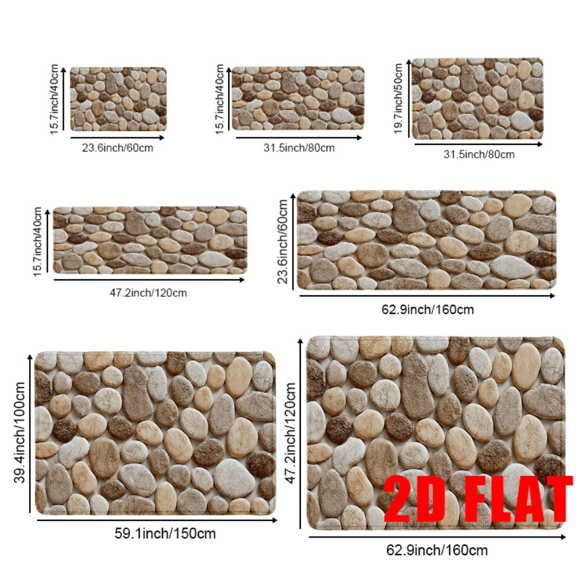 15.7 po x 31.5 po (40 x 80 cm)